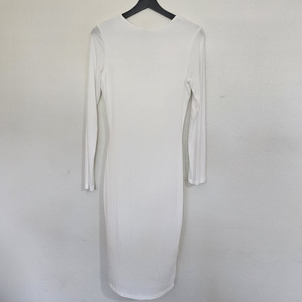 Windsor White Long Sleeve Scoop Neck Bodycon Midi Dress - Size Large - Picture 5 of 5